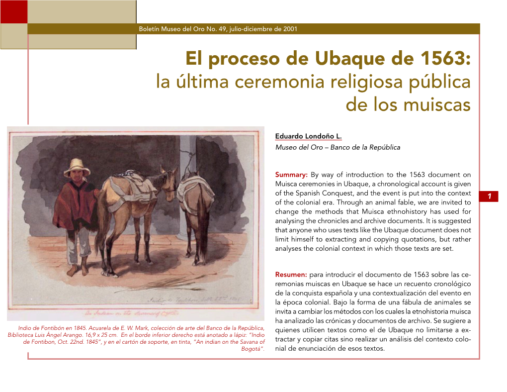 La Última Ceremonia Religiosa Pública De Los Muiscas