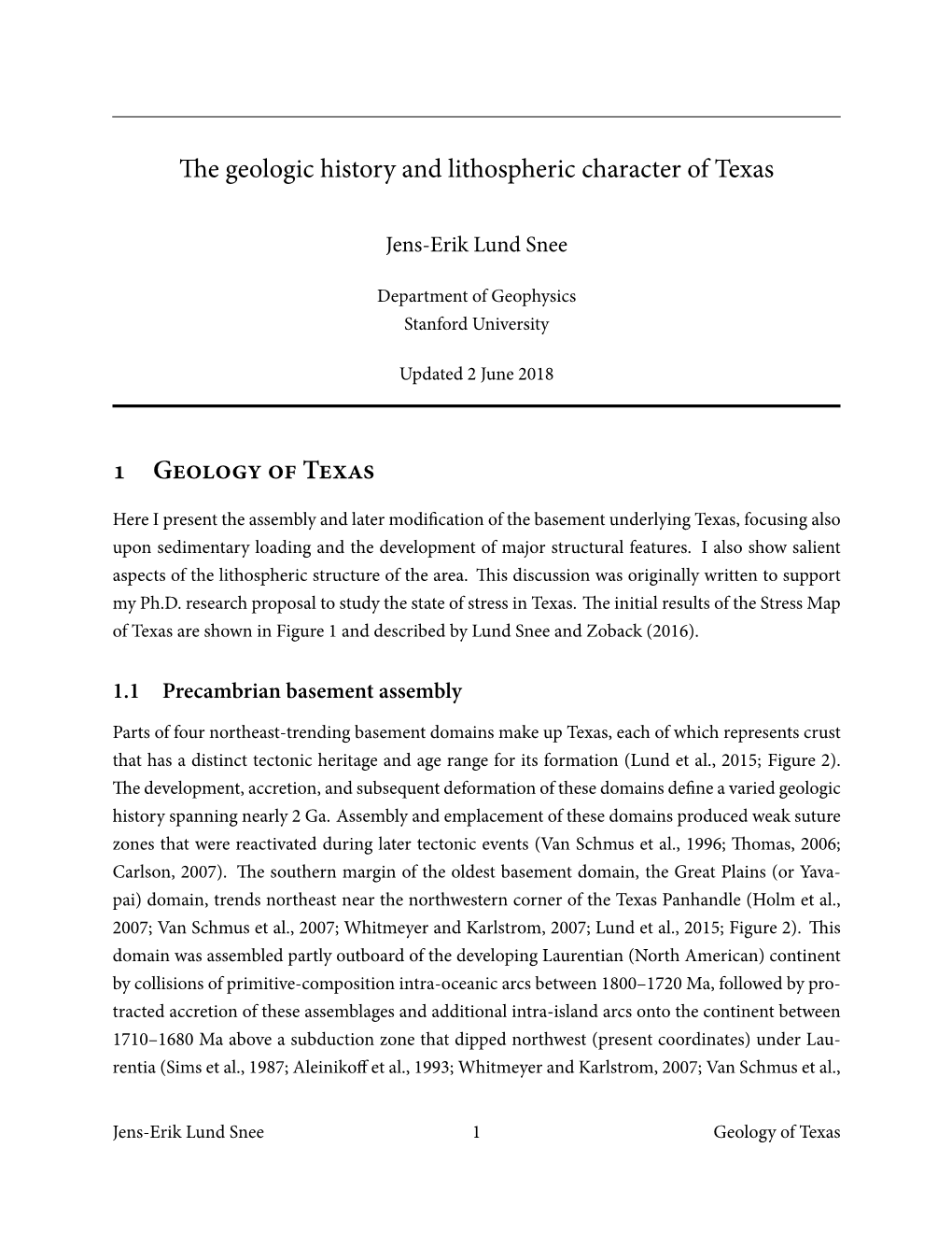 The Geologic History and Lithospheric Character of Texas