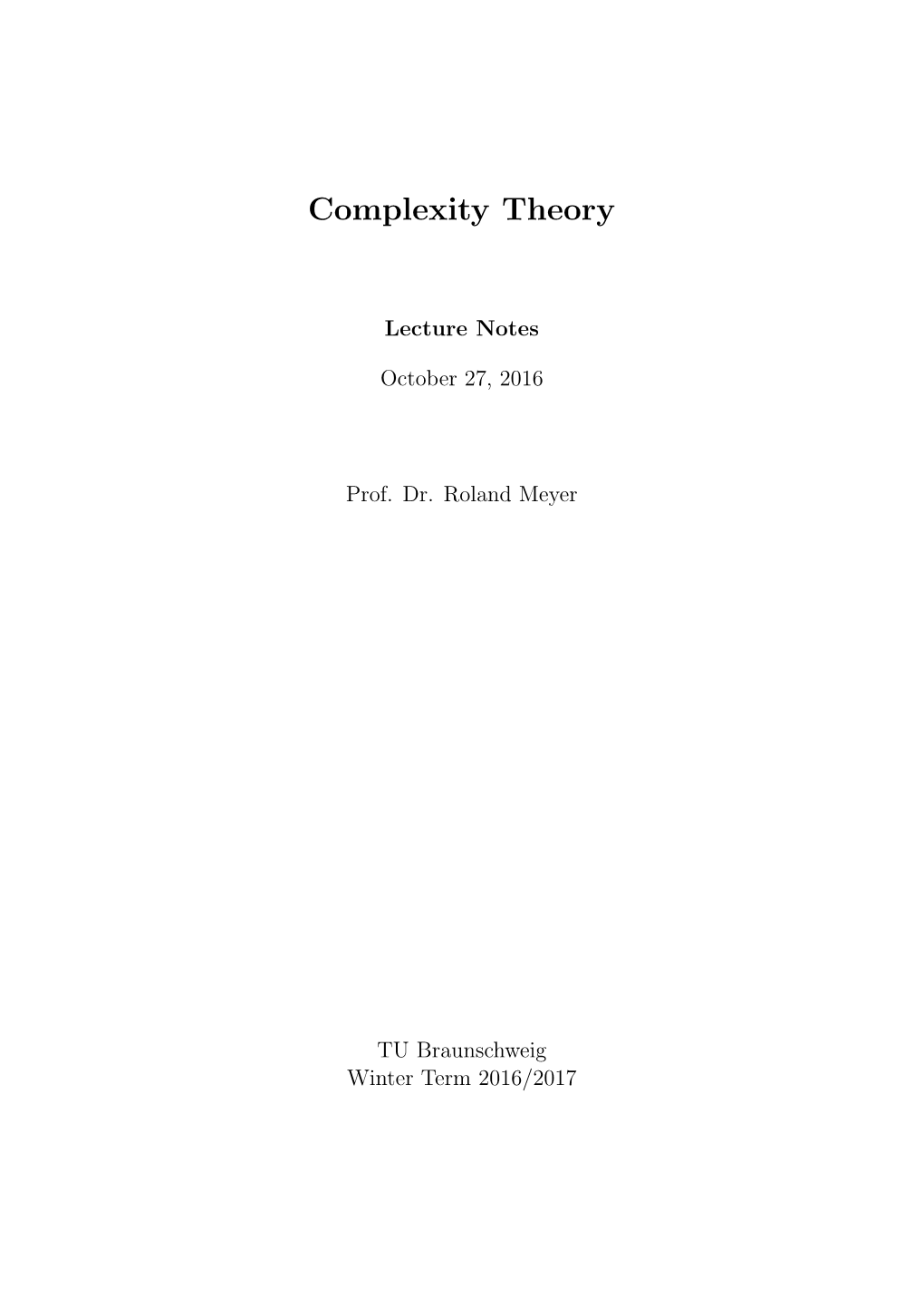 Complexity Theory