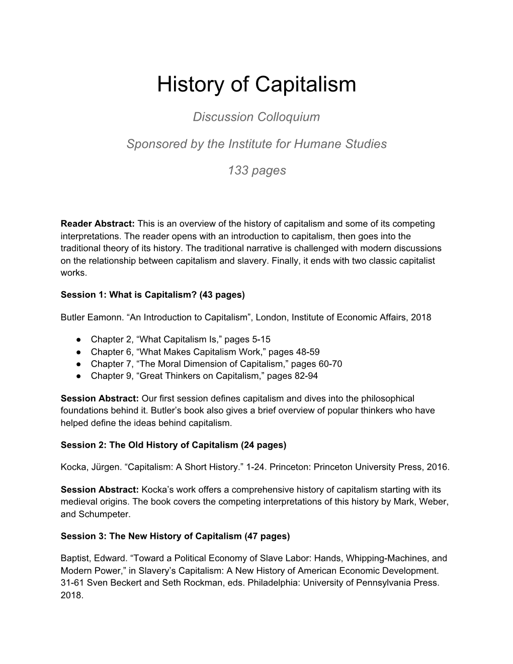 History of Capitalism