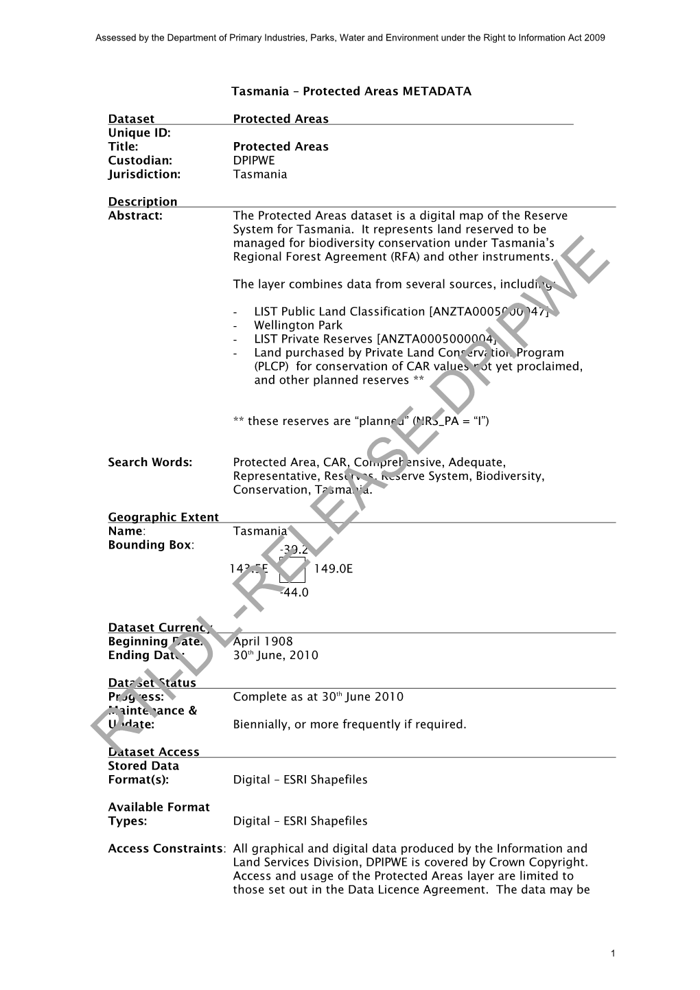 RTI-DL-RELEASE-DPIPWE Data Format(S): Digital – ESRI Shapefiles