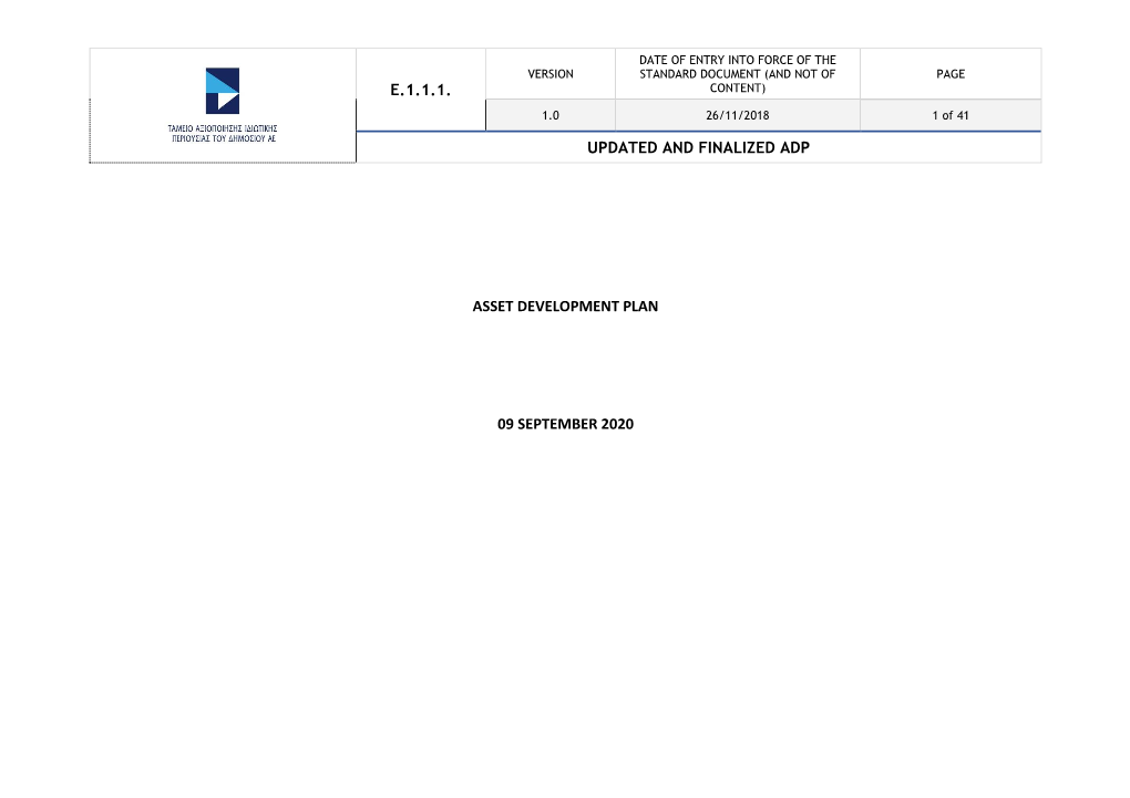 Updated and Finalized Adp Asset Development Plan 09 September 2020