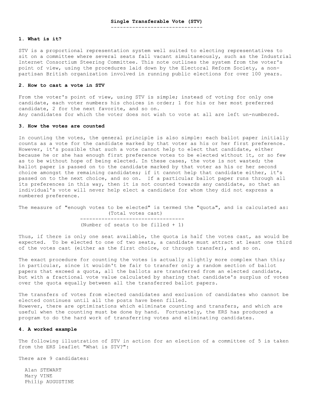 Single Transferable Vote (STV)