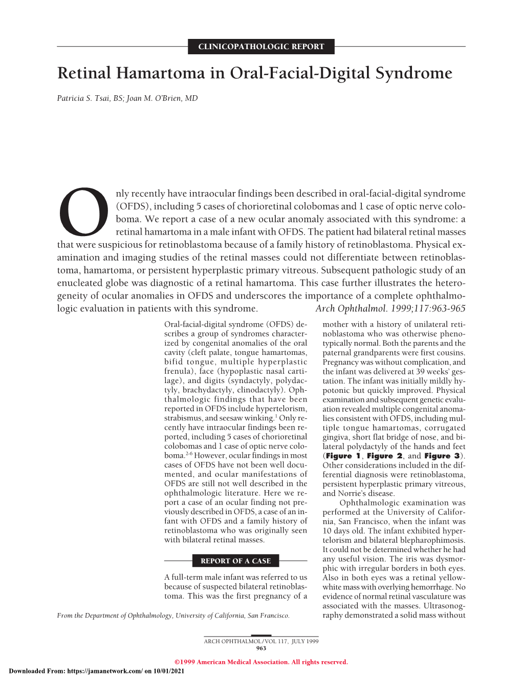 Retinal Hamartoma in Oral-Facial-Digital Syndrome