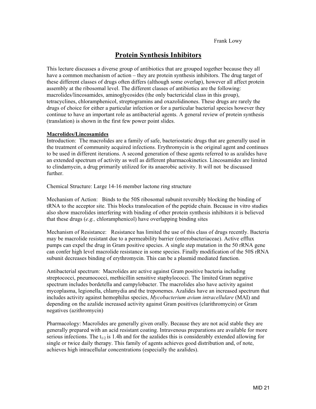 Protein Synthesis Inhibitors