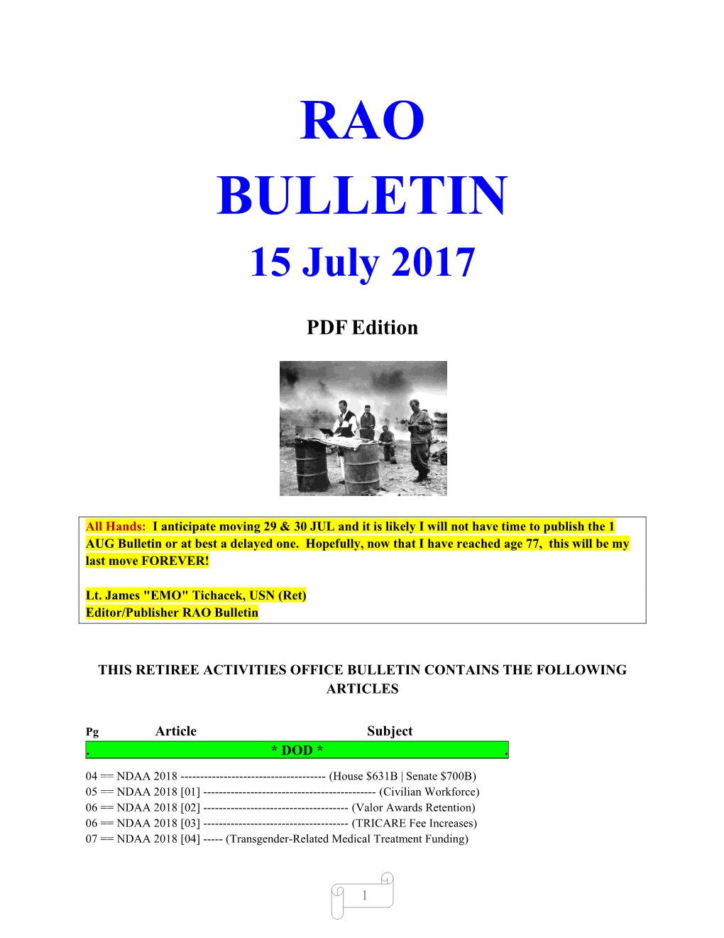 RAO BULLETIN 15 July 2017