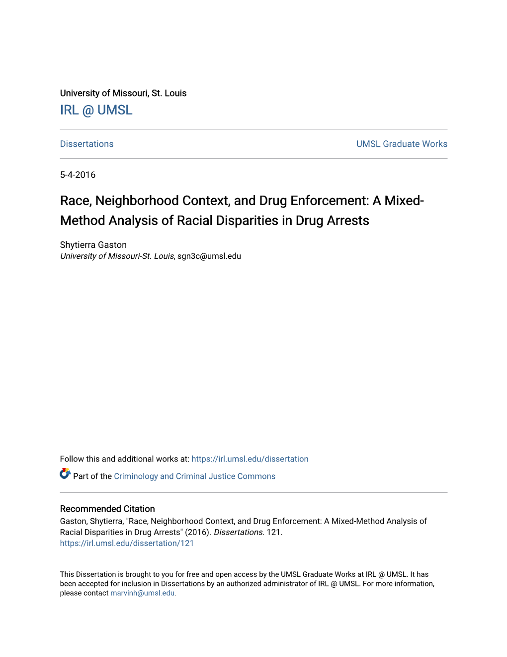 Race, Neighborhood Context, and Drug Enforcement: a Mixed-Method Analysis of Racial Disparities in Drug Arrests