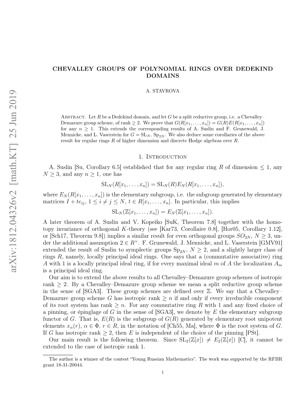 Arxiv:1812.04326V2 [Math.KT] 25 Jun 2019 Xeddt H Aeo Stoi Ak1