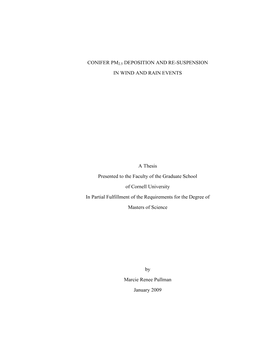 Conifer Pm2.5 Deposition and Re-Suspension in Wind and Rain Events