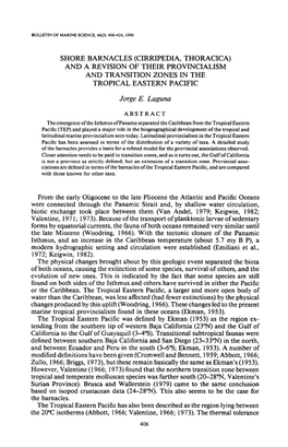 Shore Barnacles (Cirripedia, Thoracica) and a Revision of Their Provincialism and Transition Zones in the Tropical Eastern Pacific