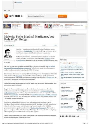 Majority Backs Medical Marijuana, but Feds Won't Budge