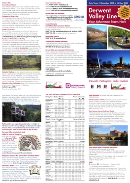 Derwent Valley Line Information Travel by Children Aged 5–15 Travel for Half the Adult Fare