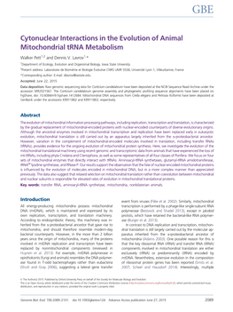 Cytonuclear Interactions in the Evolution of Animal Mitochondrial Trna Metabolism
