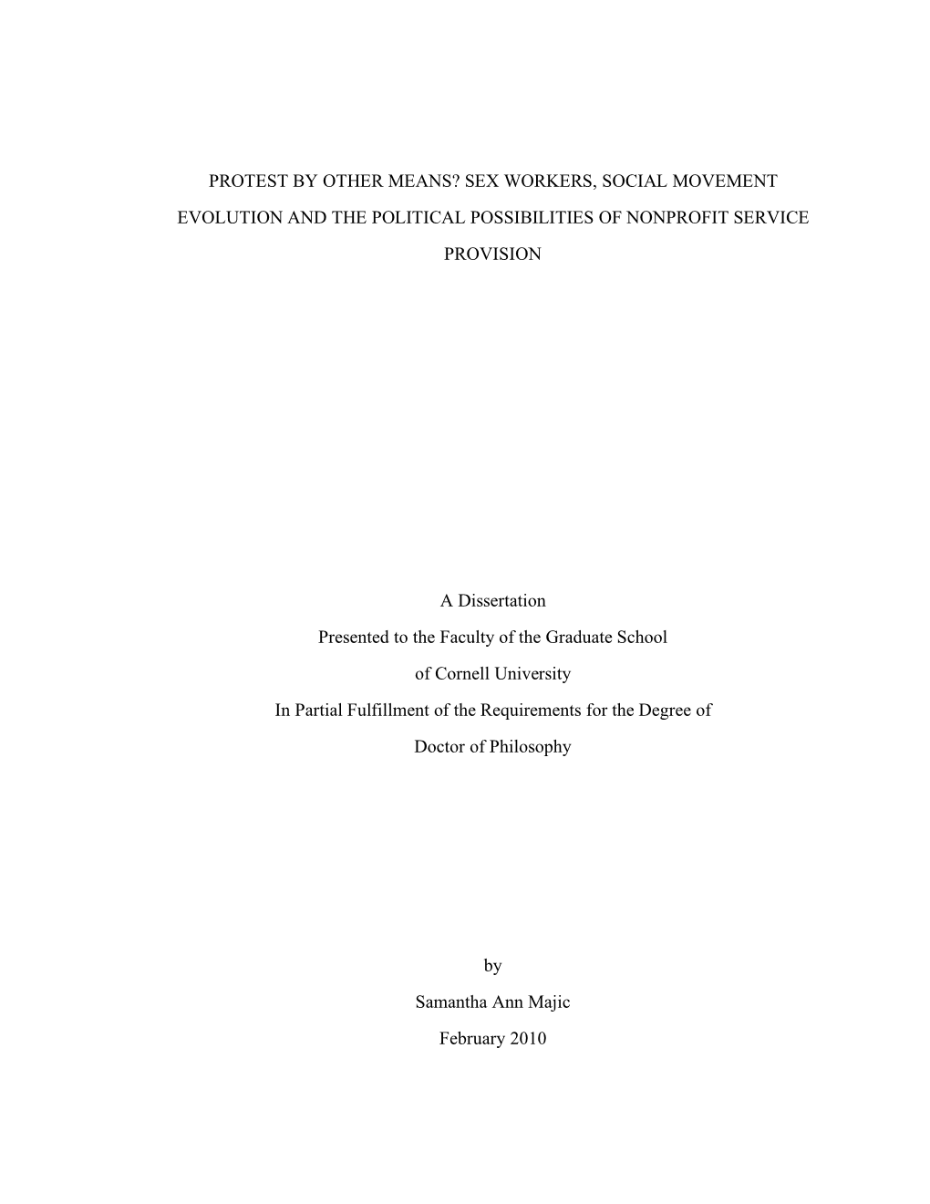 Protest by Other Means? Sex Workers, Social Movement Evolution and the Political Possibilities of Nonprofit Service Provision