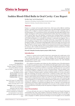 Sudden Blood-Filled Bulla in Oral Cavity: Case Report