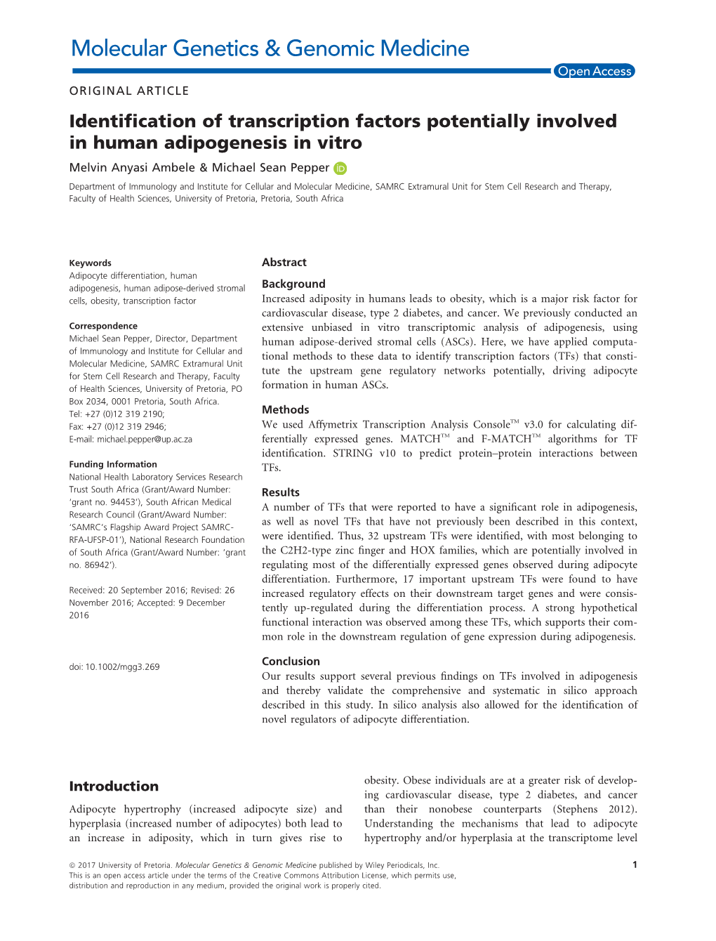 Identification of Transcription Factors Potentially Involved in Human