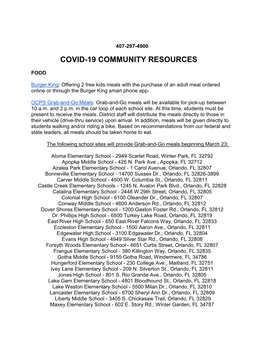 Covid-19 Community Resources