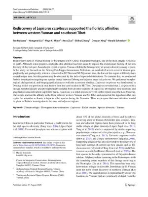 Rediscovery of Lepisorus Cespitosus Supported the Floristic Affinities