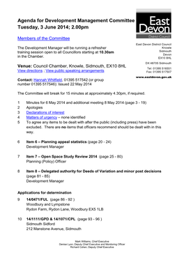 Agenda for Development Management Committee Tuesday, 3 June 2014; 2.00Pm