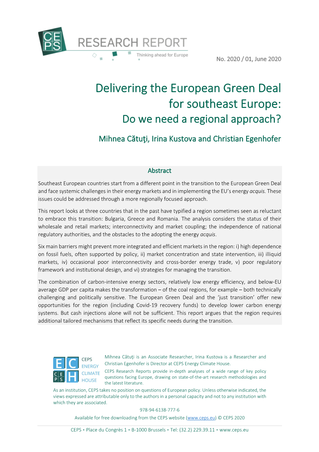 Delivering the European Green Deal for Southeast Europe: Do We Need a Regional Approach?