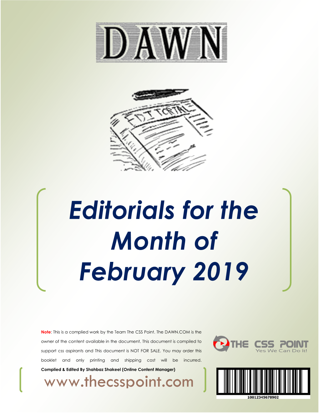 Editorials for the Month of February 2019