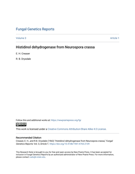 Histidinol Dehydrogenase from Neurospora Crassa