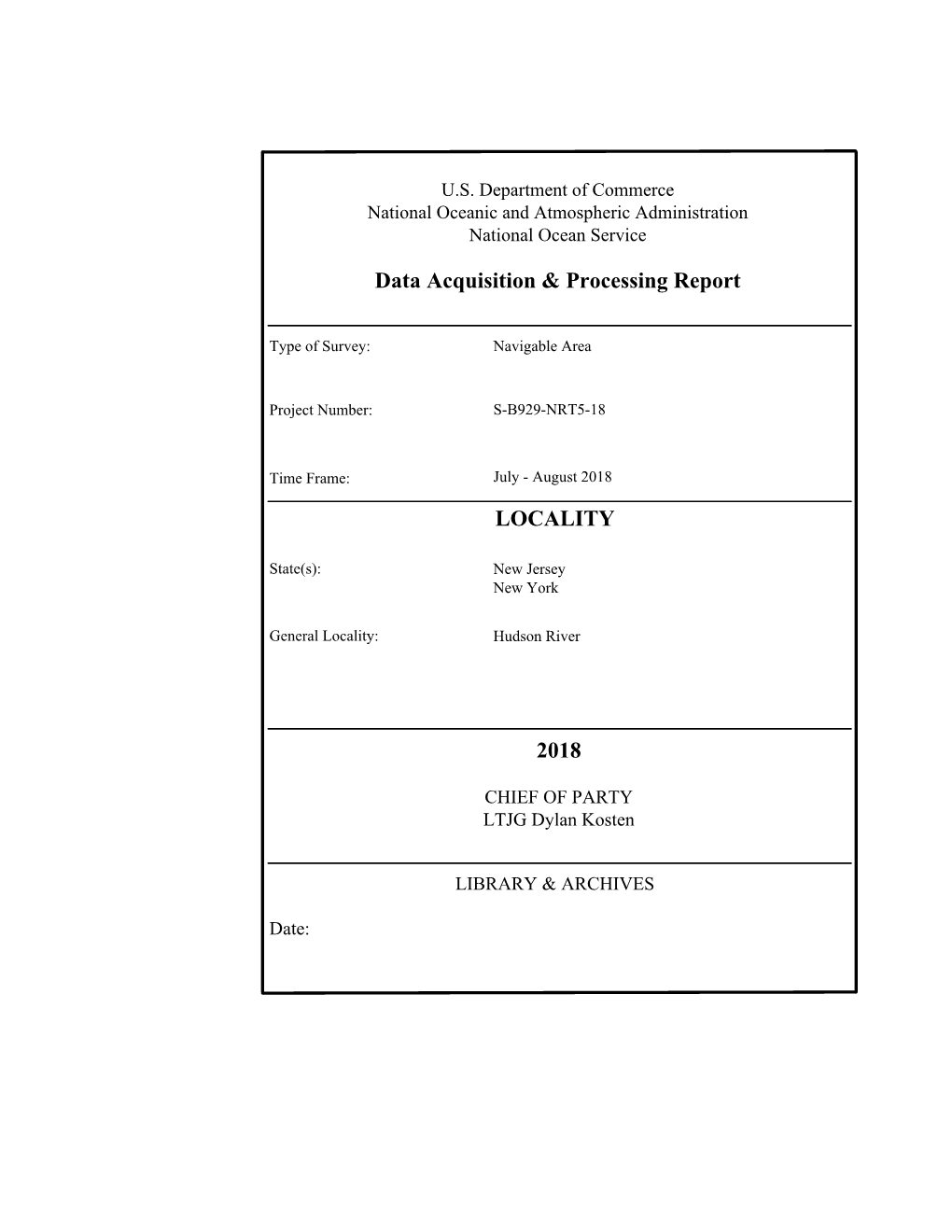 LOCALITY Data Acquisition & Processing Report 2018