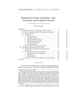Rethinking the Fourth Amendment: Race, Citizenship, and the Equality Principle