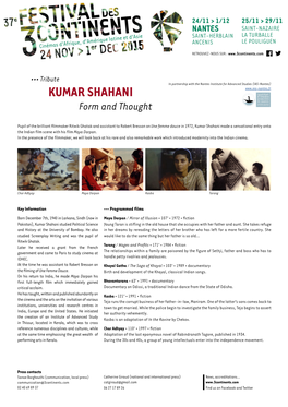 KUMAR SHAHANI Form and Thought