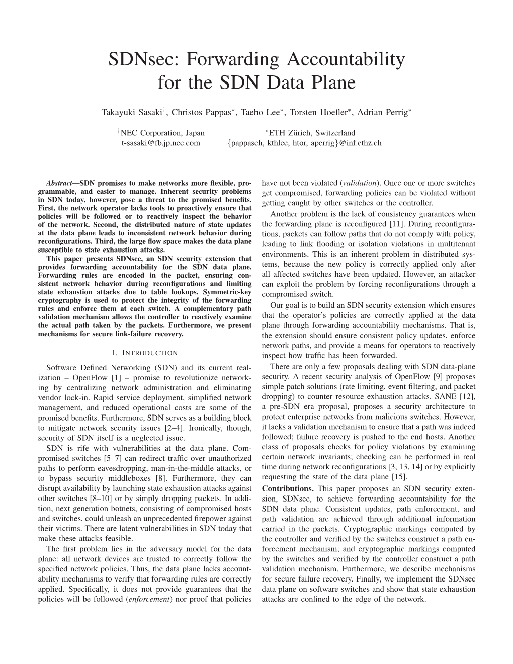 Sdnsec: Forwarding Accountability for the SDN Data Plane