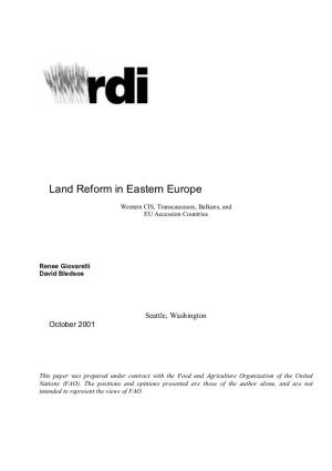 Land Reform in Eastern Europe