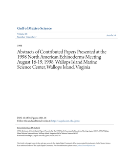 Abstracts of Contributed Papers Presented at the 1998 North