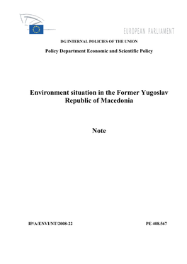 Environment Situation in the Former Yugoslav Republic of Macedonia