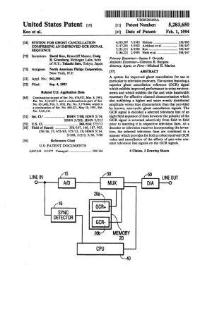 IIIHIIIHHHHHHHUSOOS283650A United States Patent (19) 11 Patent Number: - 5,283,650 Koo Et Al