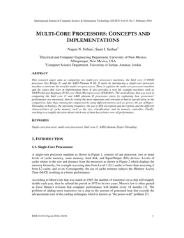 Multi-Core Processors: Concepts And