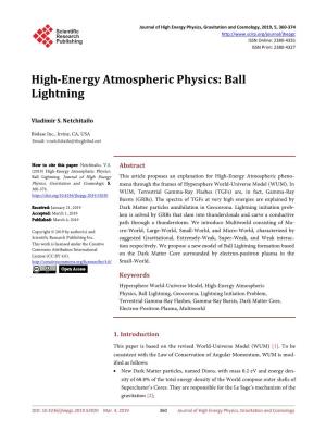 High-Energy Atmospheric Physics: Ball Lightning