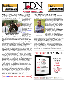 FASTNET ROCK TOPS KARAKA at NZ$1.75M LEON HORSES MOVED