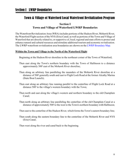 Section I LWRP Boundaries Town & Village of Waterford Local Waterfront Revitalization Program