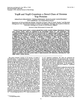 Yopb and Yopd Constitute a Novel Class of Yersinia Yop Proteins