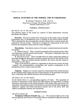 Sexual Function in the Normal and in Paraplegia