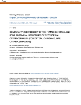 Comparative Morphology of the Female Genitalia and Some Abdominal Structures of Neotropical Cryptocephalini (Coleoptera: Chrysomelidae: Cryptocephalinae)