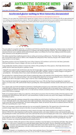 Accelerated Glacier Melting in West Antar Melting in West Antarctica