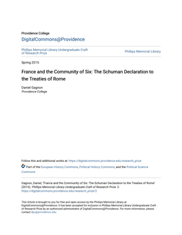 France and the Community of Six: the Schuman Declaration to the Treaties of Rome