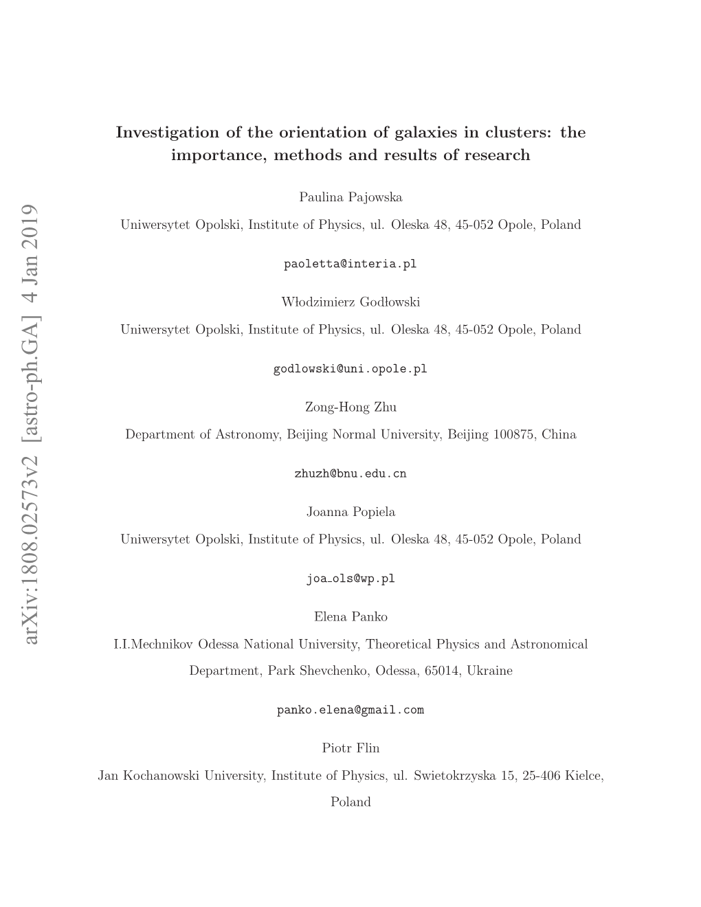 Investigation of the Orientation of Galaxies in Clusters: the Importance, Methods and Results of Research