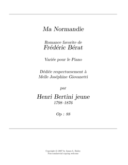 Ma Normandie Frédéric Bérat Henri Bertini Jeune
