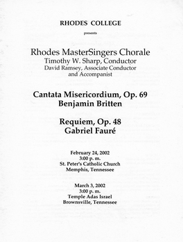 Rhodes Mastersingers Chorale Timothy W