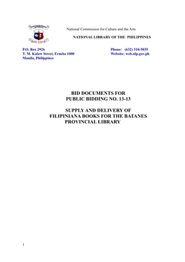 Bid Documents for Public Bidding No. 13-13 Supply And