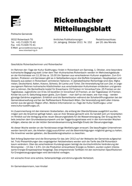 Rickenbacher Mitteilungsblatt Politische Gemeinde