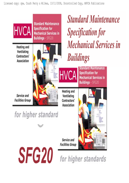 Standard Maintenance Specification for Mechanical Services in Buildings