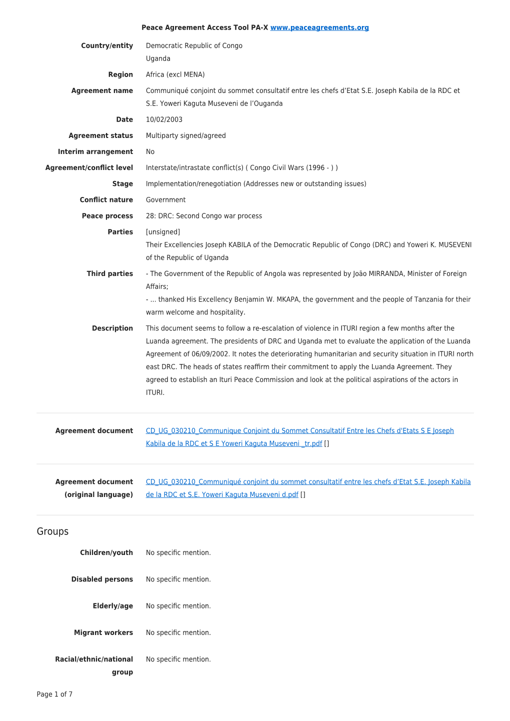 Export Agreement Coding (PDF)